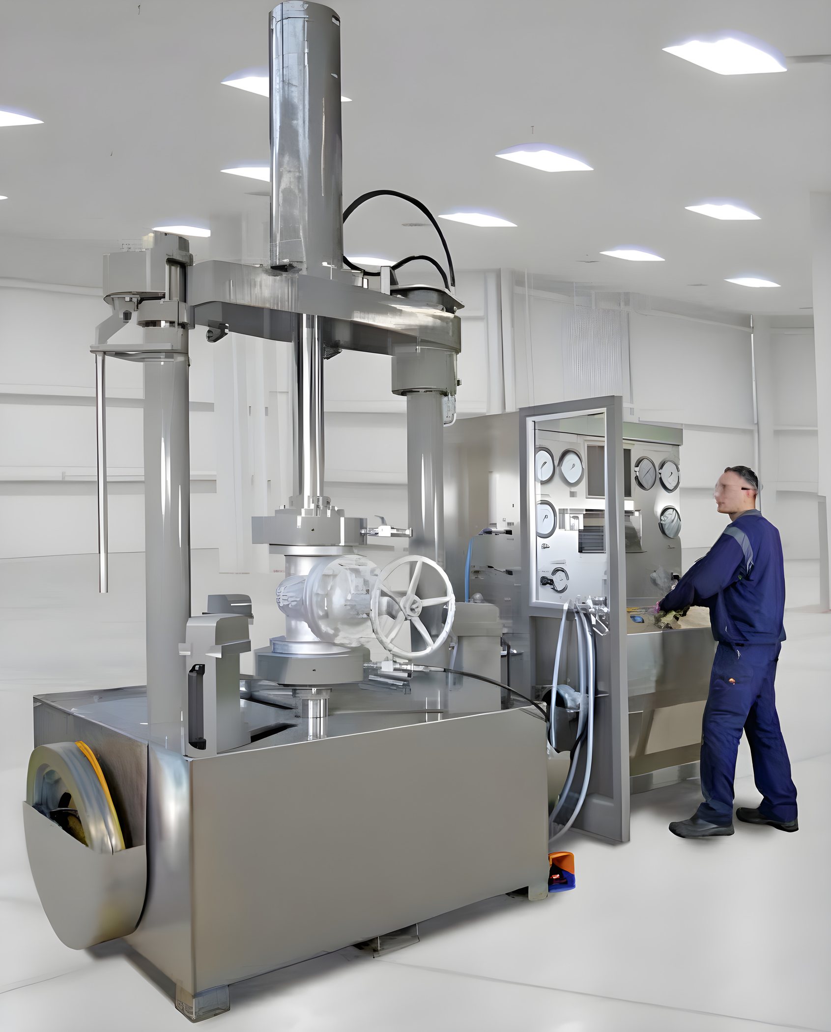 Ventil valve test unit with an operator at the control panel